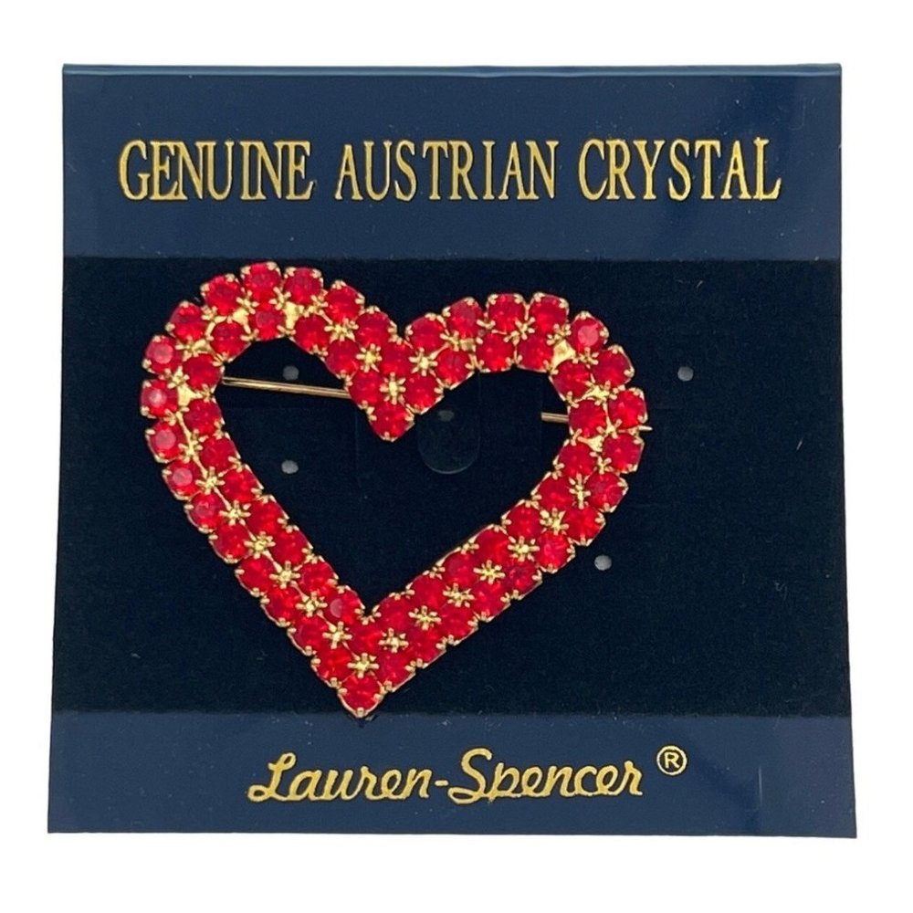 NWT Genuine Austrian Crystal Red Heart Fashion Jewelry Pin